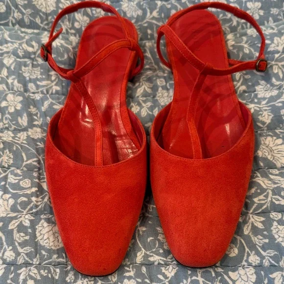 Doen Christina T-Strap Flat — Fuego Suede - Picture 7 of 7